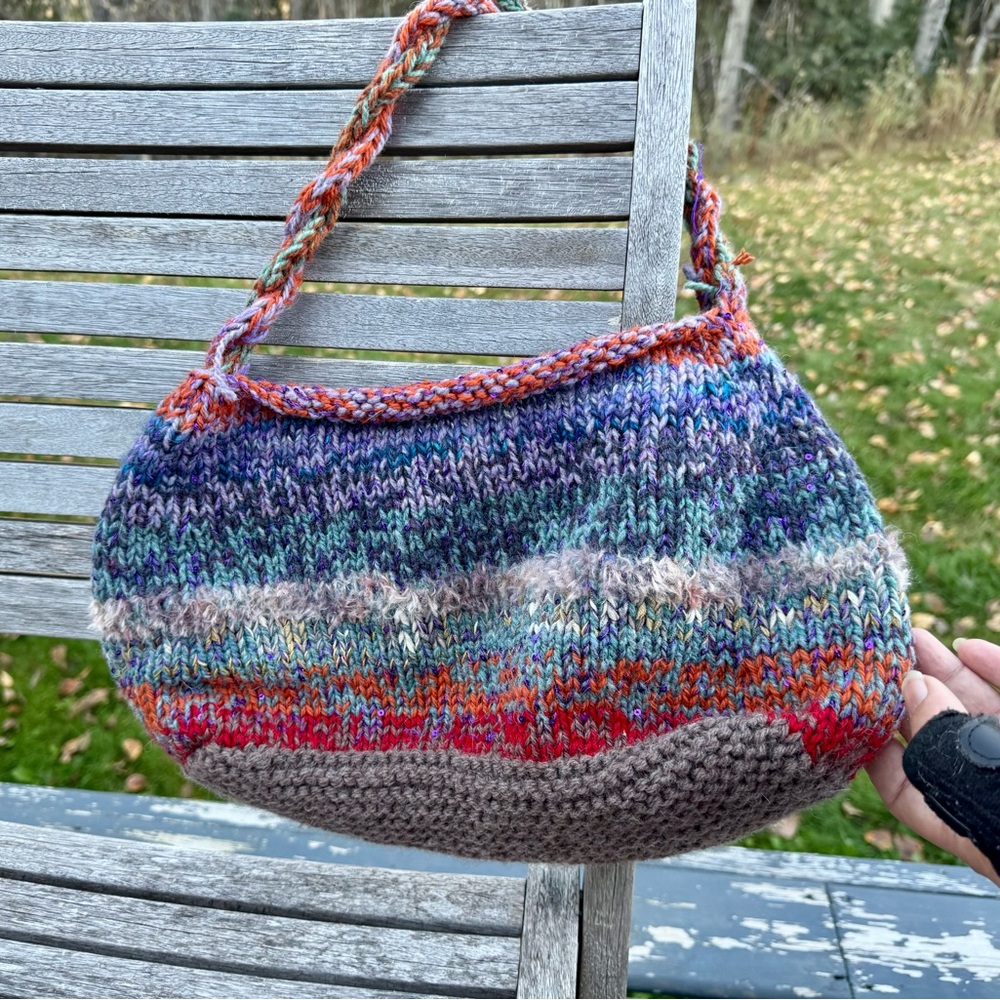 Hand Crafted Colorful Knit Shoulder Bag - Picture 7 of 16